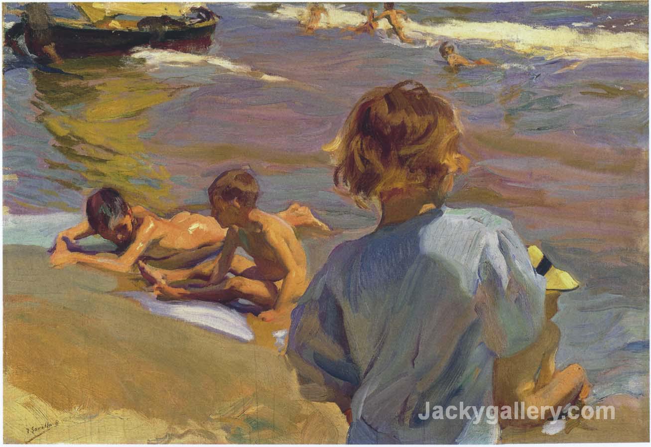 Children on the Beach, Valencia by Joaquin Sorolla y Bastida paintings reproduction